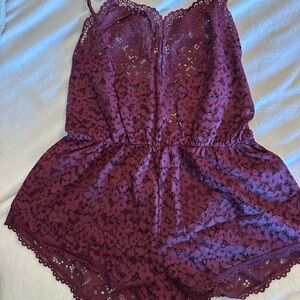 Victoria’s Secret Elegant Lace Purple Romper - Large - NWOT